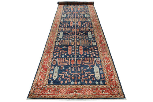 4x16 Navy and Red Anatolian Traditional Runner