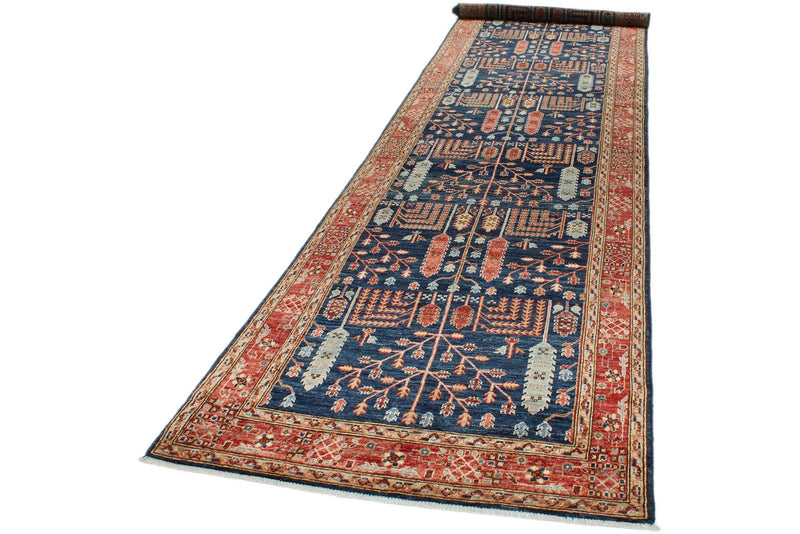 4x16 Navy and Red Anatolian Traditional Runner