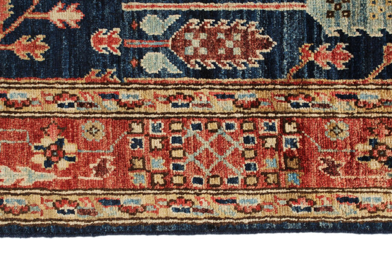 4x16 Navy and Red Anatolian Traditional Runner