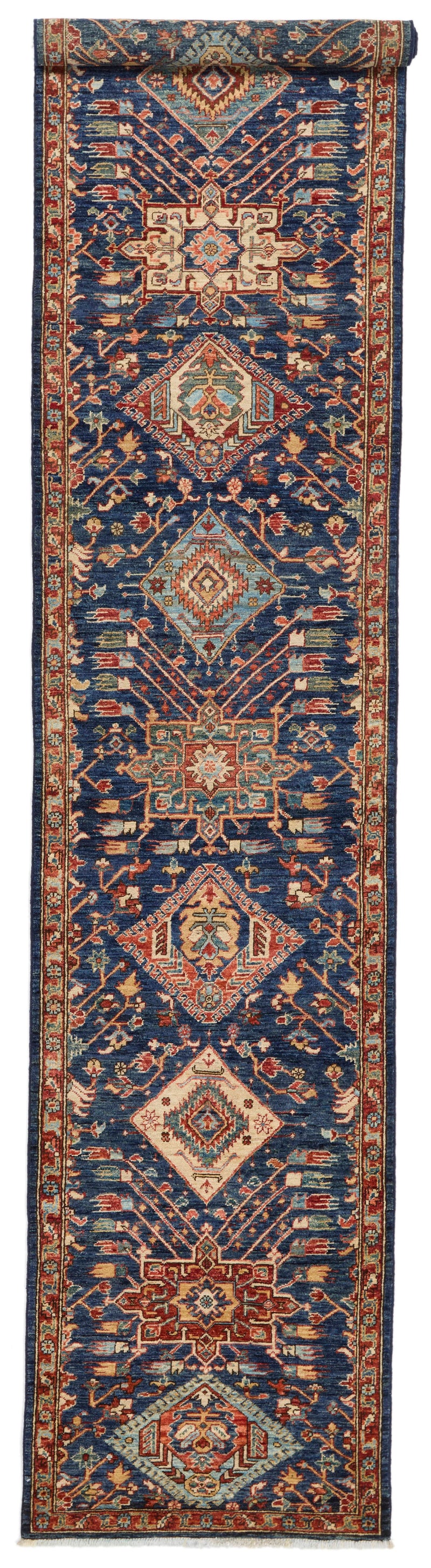 3x14 Navy and Red Anatolian Traditional Runner