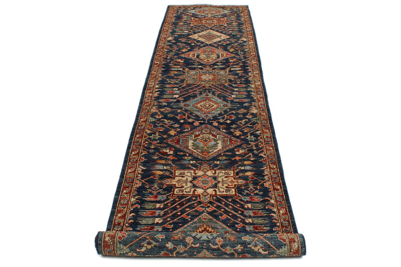 3x14 Navy and Red Anatolian Traditional Runner