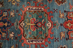 3x7 Light Blue and Rust Anatolian Traditional Runner