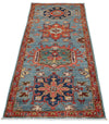3x7 Light Blue and Rust Anatolian Traditional Runner