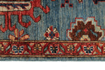 3x7 Light Blue and Rust Anatolian Traditional Runner