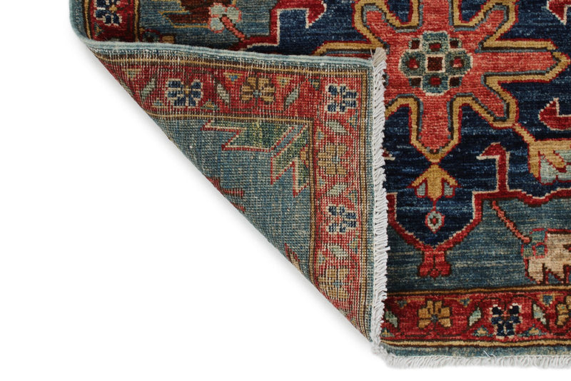 3x7 Light Blue and Rust Anatolian Traditional Runner