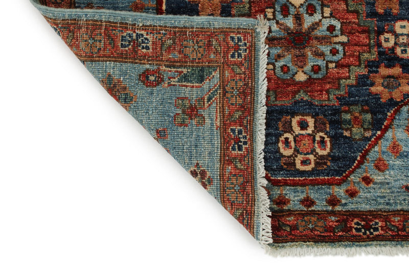 3x10 Light Blue and Rust Anatolian Traditional Runner