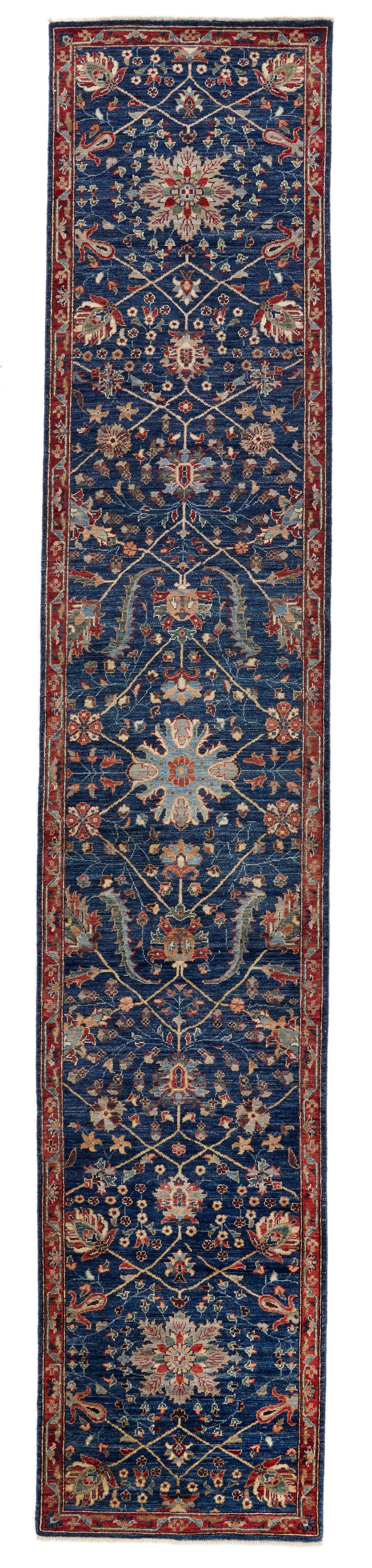 3x14 Navy and Red Anatolian Traditional Runner