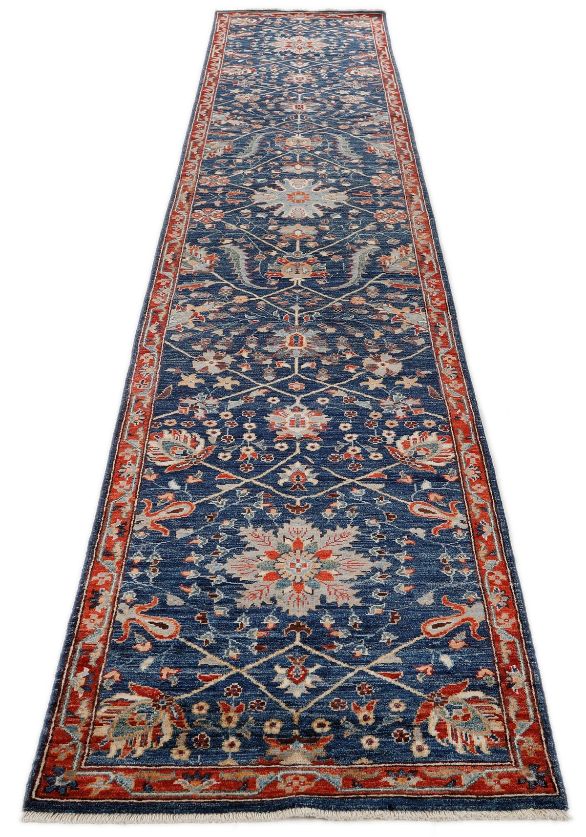 3x14 Navy and Red Anatolian Traditional Runner