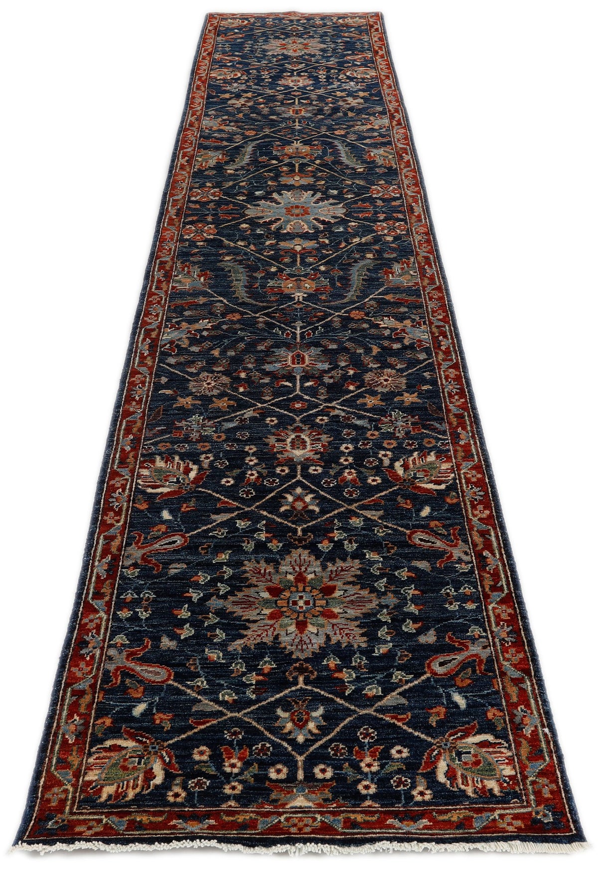 3x14 Navy and Red Anatolian Traditional Runner