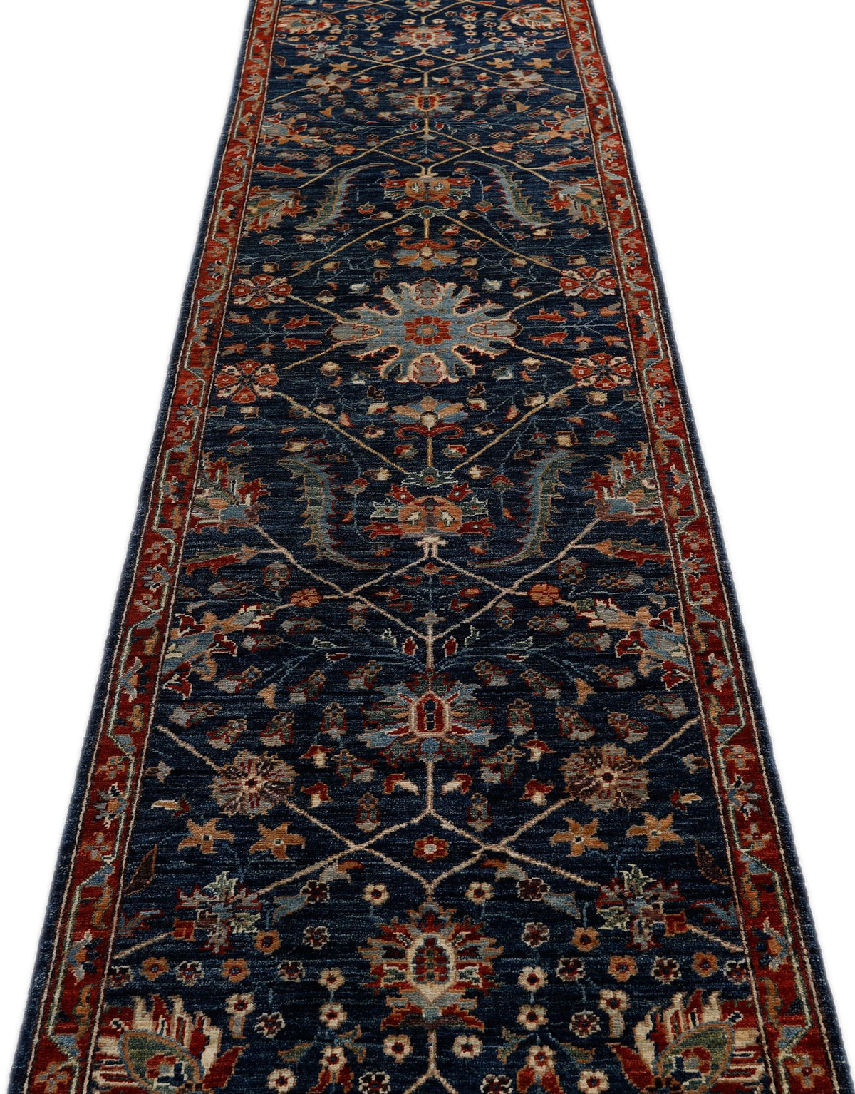 3x14 Navy and Red Anatolian Traditional Runner