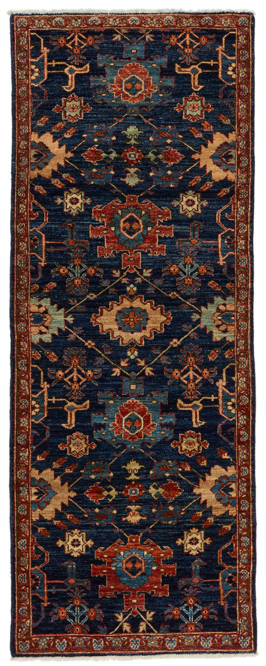 3x8 Navy and Red Anatolian Traditional Runner