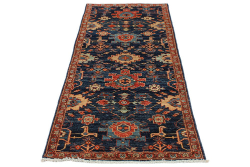 3x8 Navy and Red Anatolian Traditional Runner