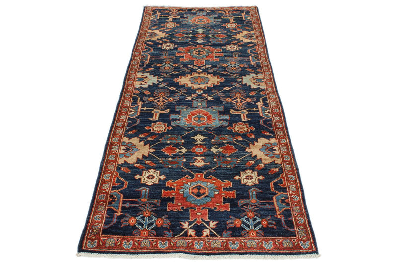 3x8 Navy and Red Anatolian Traditional Runner