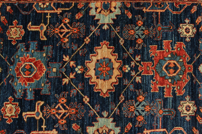 3x8 Navy and Red Anatolian Traditional Runner