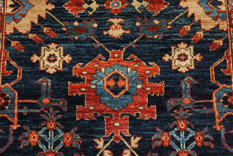 3x8 Navy and Red Anatolian Traditional Runner