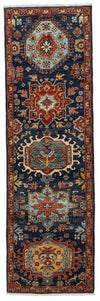 3x9 Navy and Red Anatolian Traditional Runner
