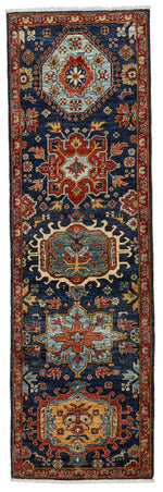 3x9 Navy and Red Anatolian Traditional Runner