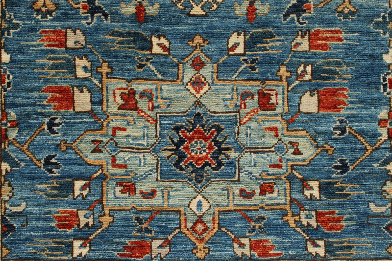 3x8 Navy and Light Blue Anatolian Traditional Runner