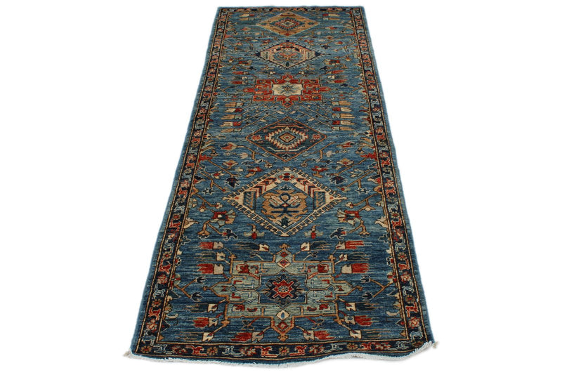 3x8 Navy and Light Blue Anatolian Traditional Runner