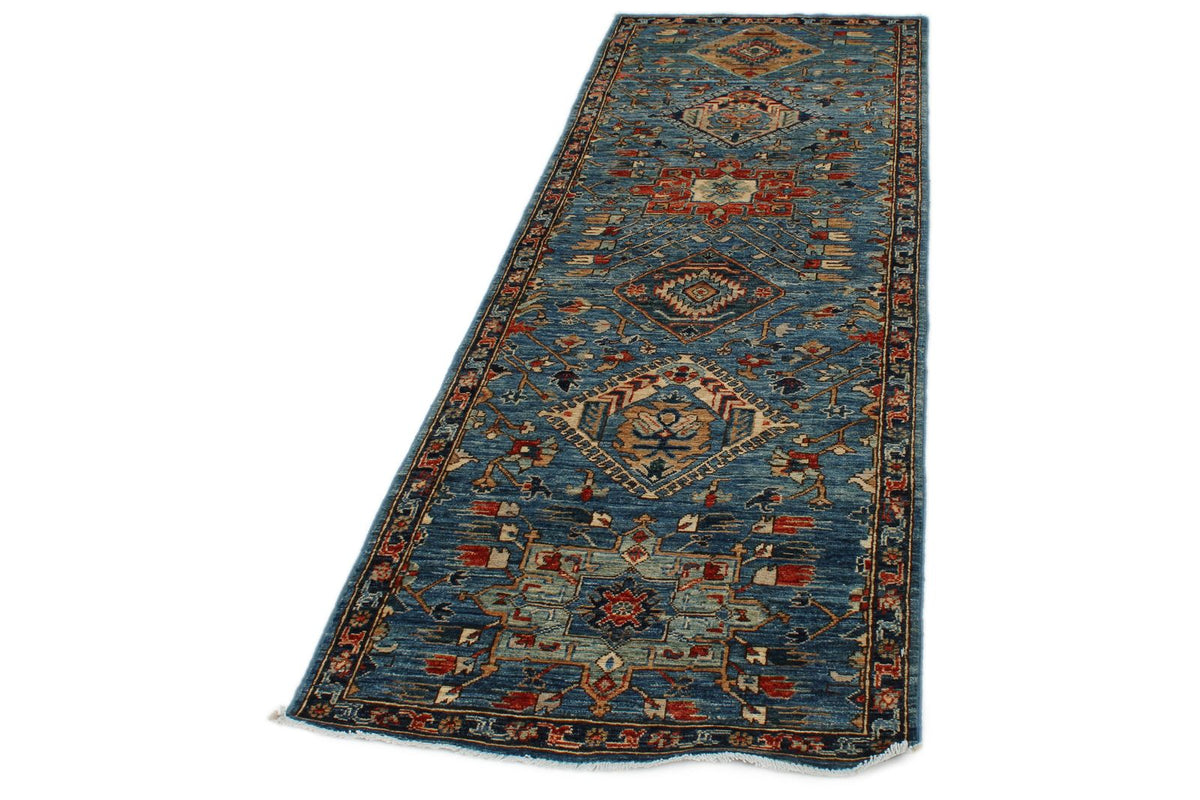 3x8 Navy and Light Blue Anatolian Traditional Runner