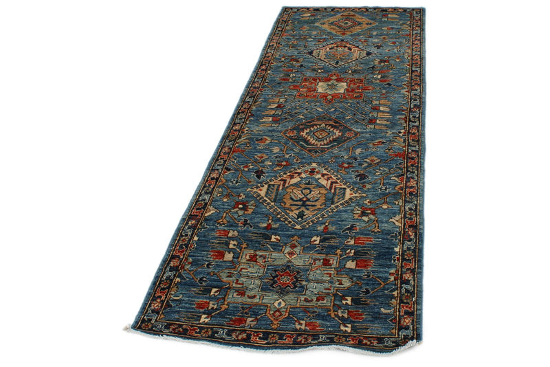 3x8 Navy and Light Blue Anatolian Traditional Runner