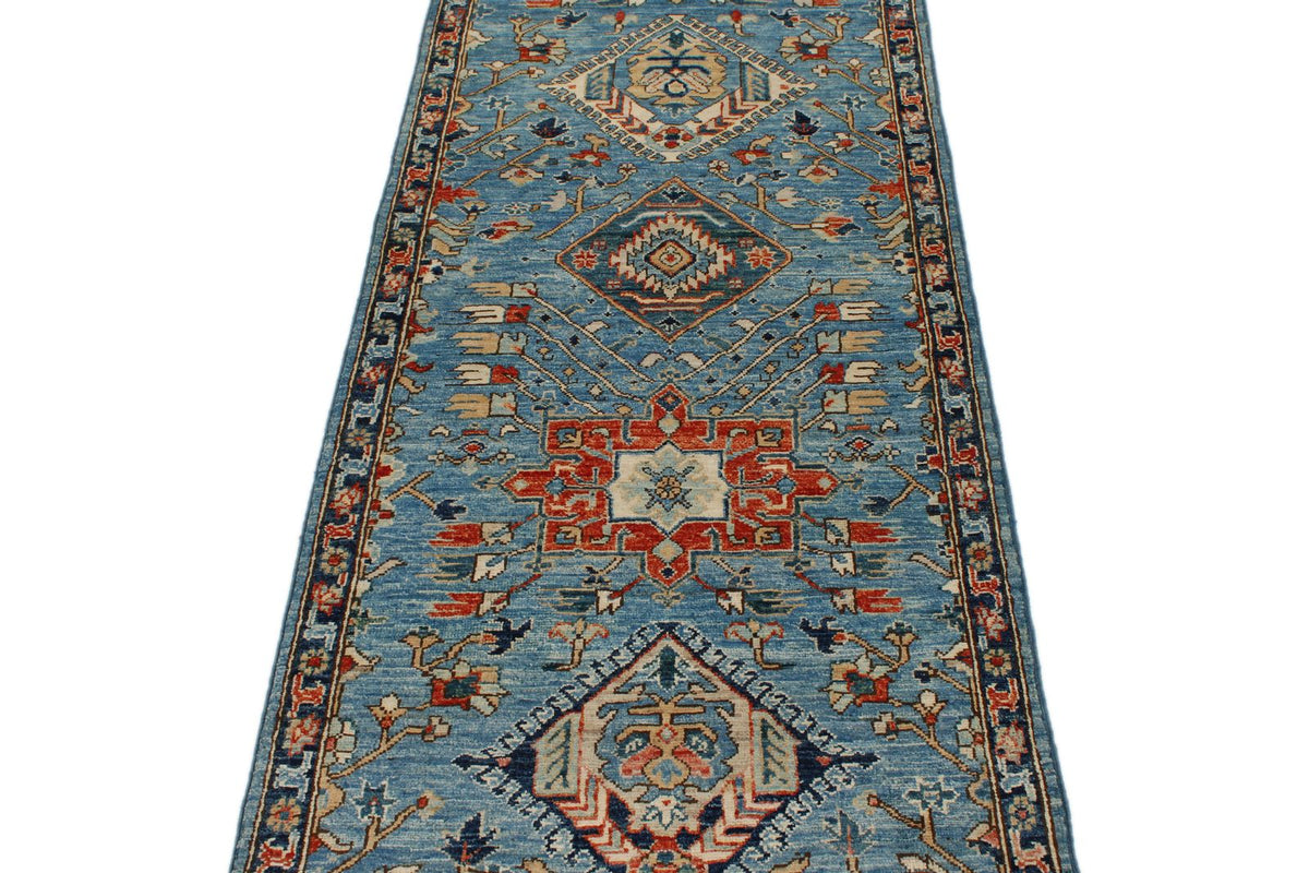 3x8 Navy and Light Blue Anatolian Traditional Runner