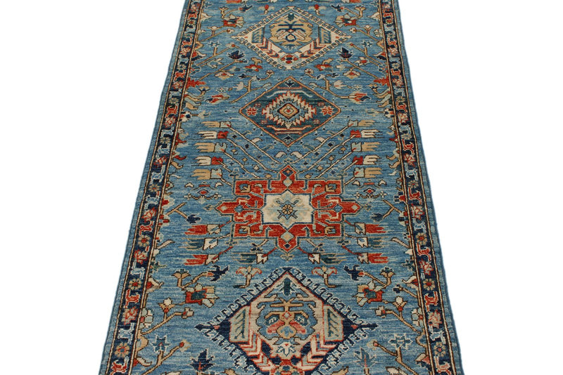 3x8 Navy and Light Blue Anatolian Traditional Runner