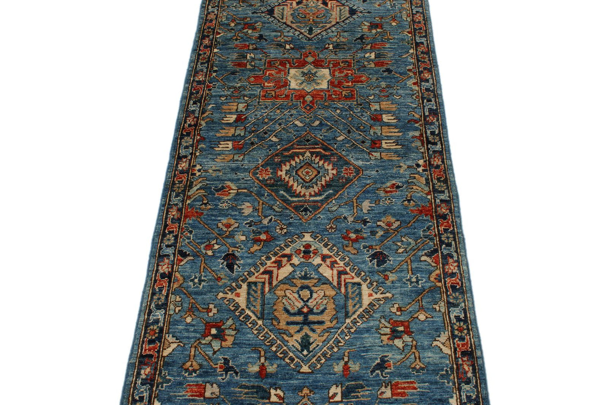 3x8 Navy and Light Blue Anatolian Traditional Runner