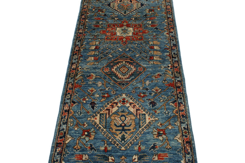 3x8 Navy and Light Blue Anatolian Traditional Runner