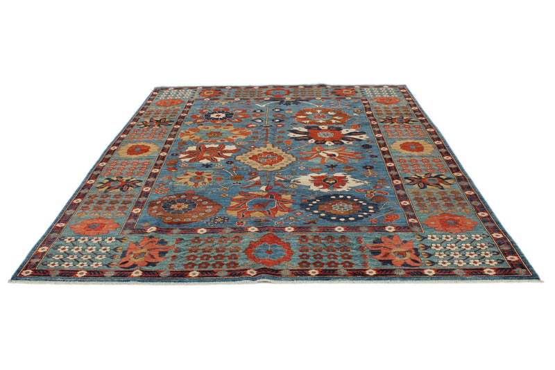 8x10 Light Blue and Green Anatolian Traditional Rug