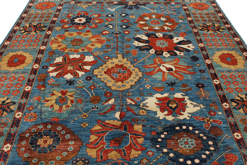 8x10 Light Blue and Green Anatolian Traditional Rug