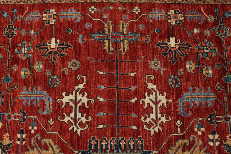 8x10 Rust and Light Blue Anatolian Traditional Rug