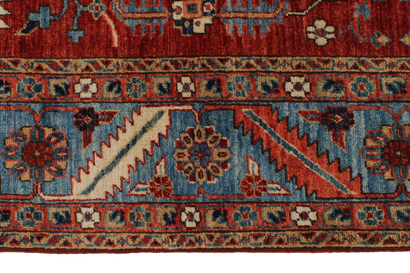 8x10 Rust and Light Blue Anatolian Traditional Rug