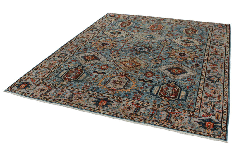 8x10 Light Blue and Gray Anatolian Traditional Rug