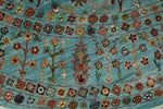 10x10 Light Blue Turkish Tribal Rug