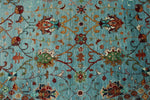 10x10 Light Blue Turkish Tribal Rug