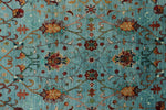 10x10 Light Blue Turkish Tribal Rug