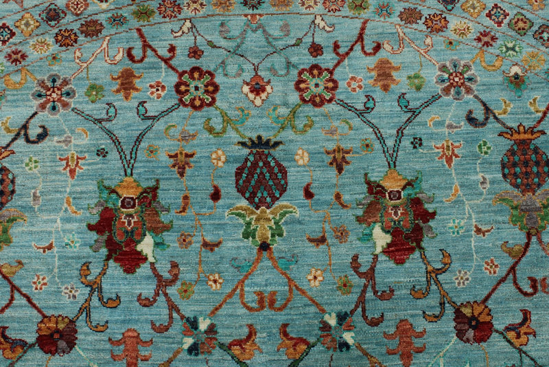 10x10 Light Blue Turkish Tribal Rug