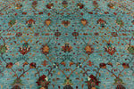 10x10 Light Blue Turkish Tribal Rug