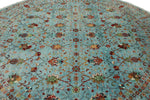 10x10 Light Blue Turkish Tribal Rug