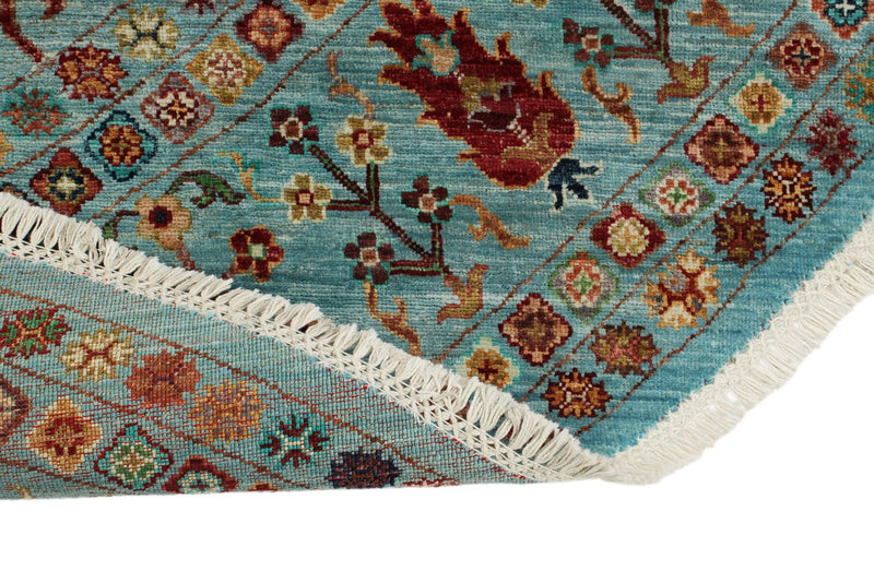 10x10 Light Blue Turkish Tribal Rug