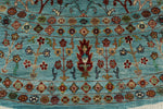 10x10 Light Blue Turkish Tribal Rug