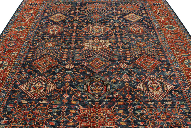 8x10 Rust and Navy Anatolian Traditional Rug