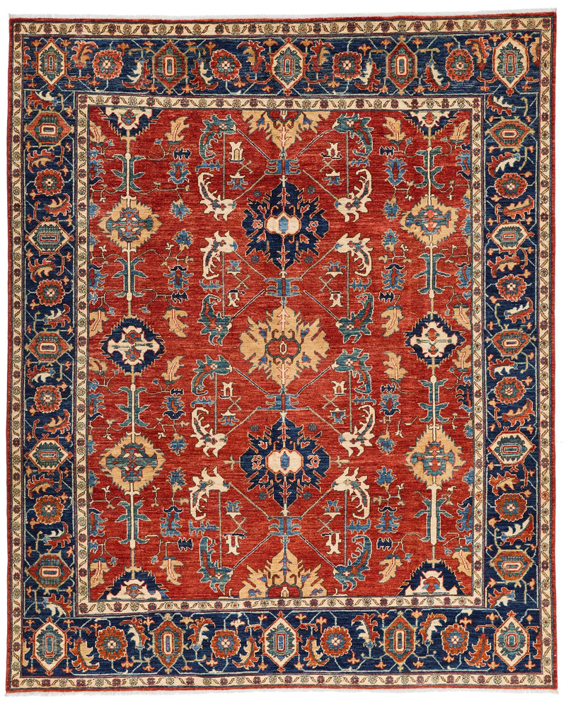 8x10 Rust and Navy Anatolian Traditional Rug