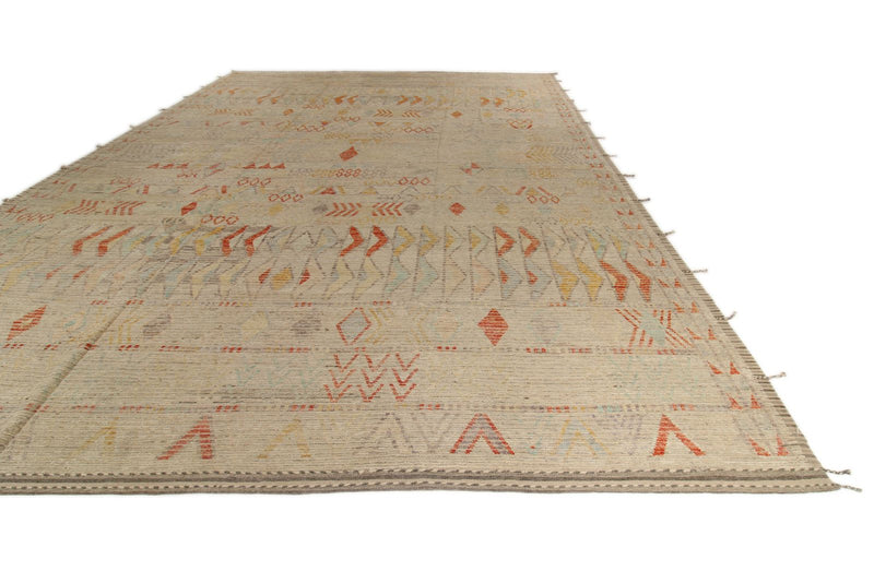 14x19 Ivory and Rust Turkish Tribal Rug