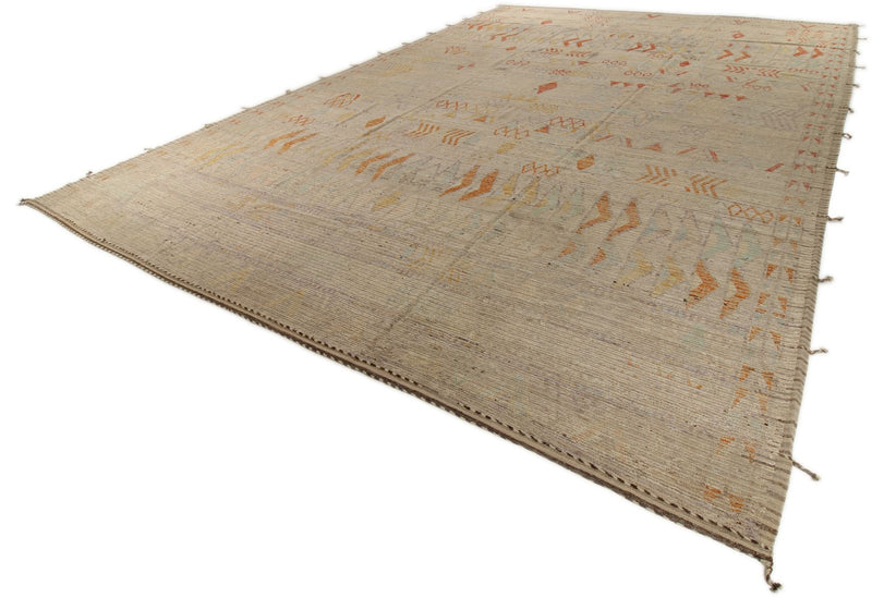 14x19 Ivory and Rust Turkish Tribal Rug