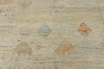 14x19 Ivory and Multicolor Turkish Tribal Rug