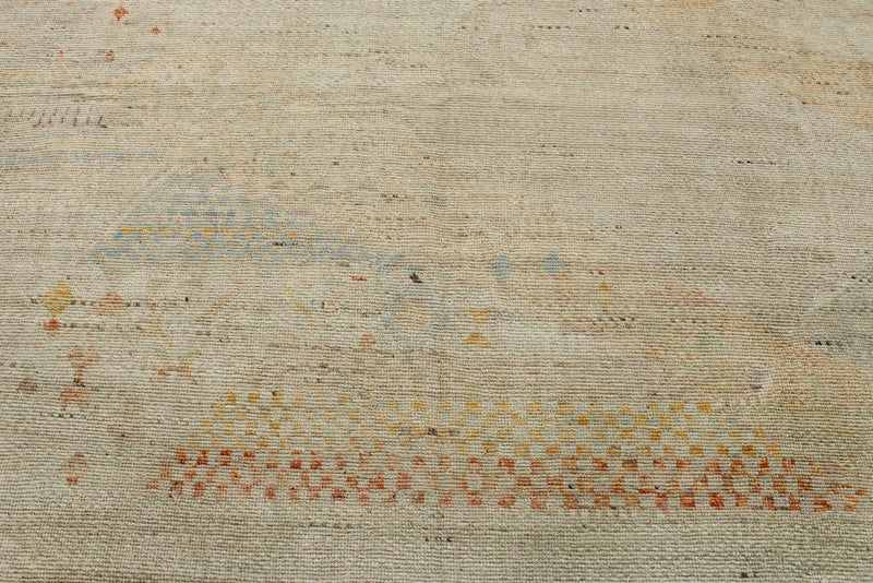 14x19 Ivory and Multicolor Turkish Tribal Rug