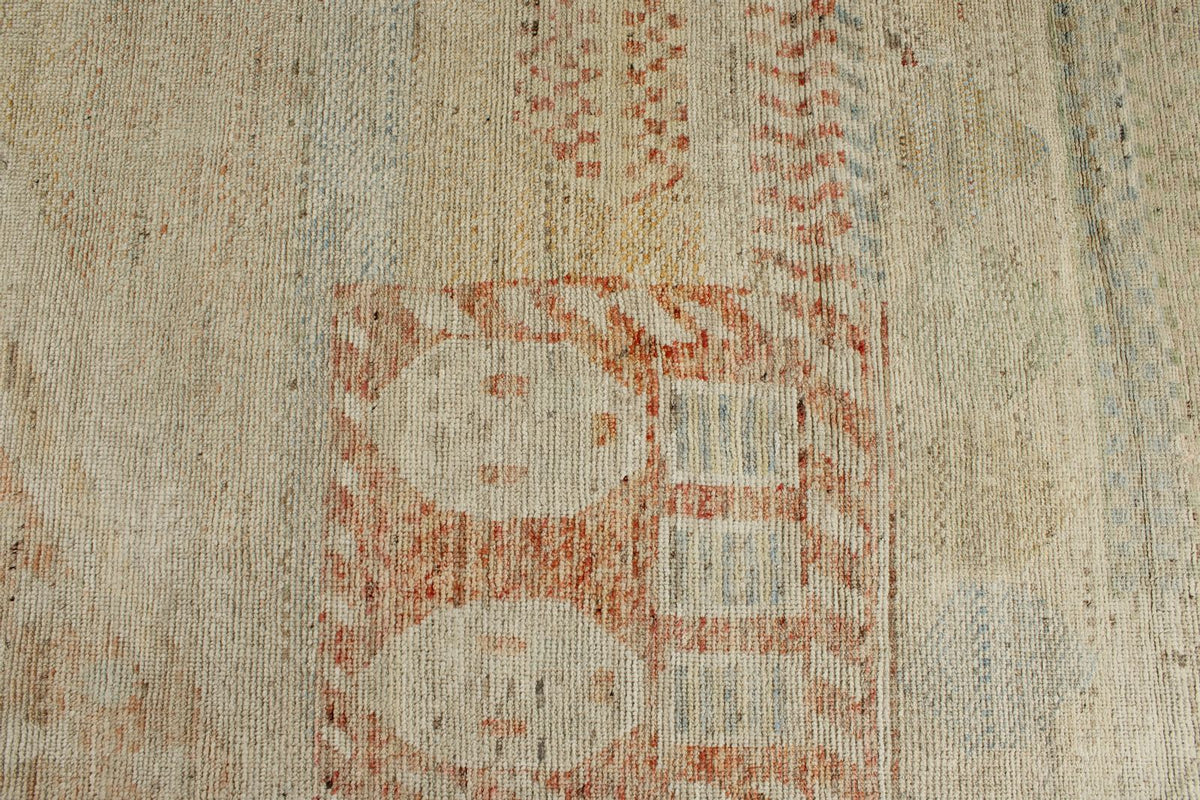 14x19 Ivory and Multicolor Turkish Tribal Rug