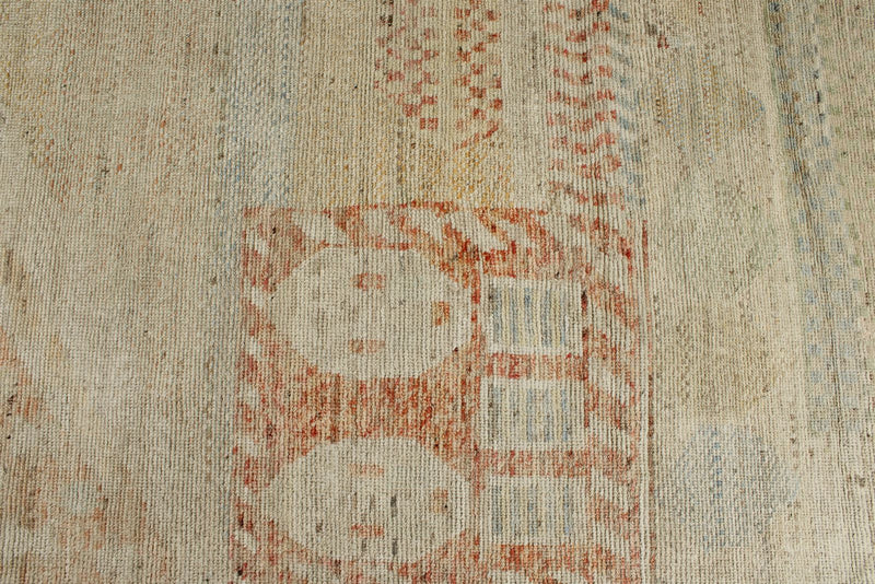14x19 Ivory and Multicolor Turkish Tribal Rug